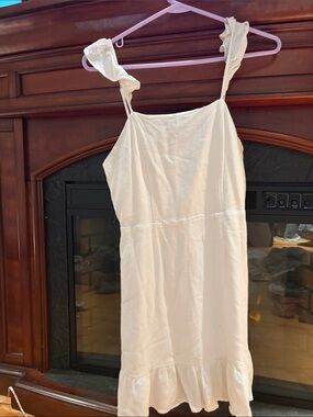 Women’s Cream Slip Dress with Ruffle Straps